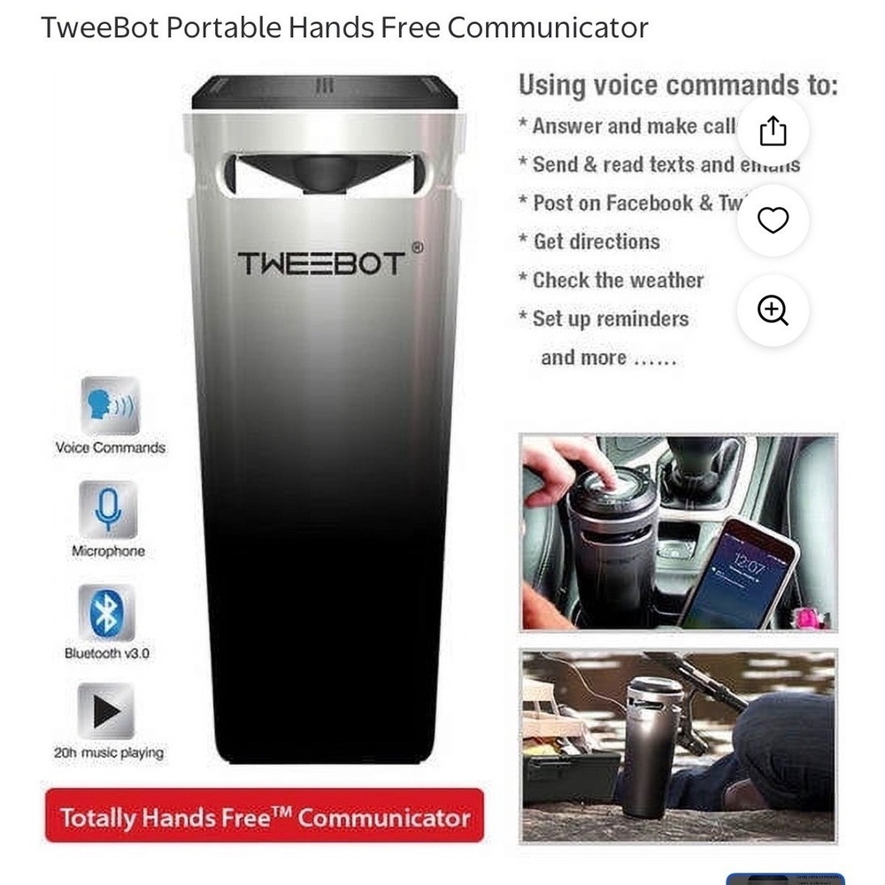 NIB TweeBot Portable Hands Free Communicator Voice Activated Bluetooth Speaker